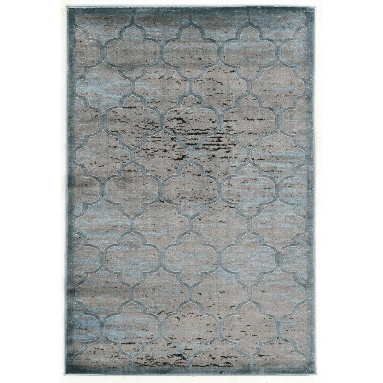 Platinum Trellis Area Rug Blue Black 8X11 Geometric Soft Polyester Multidimensional